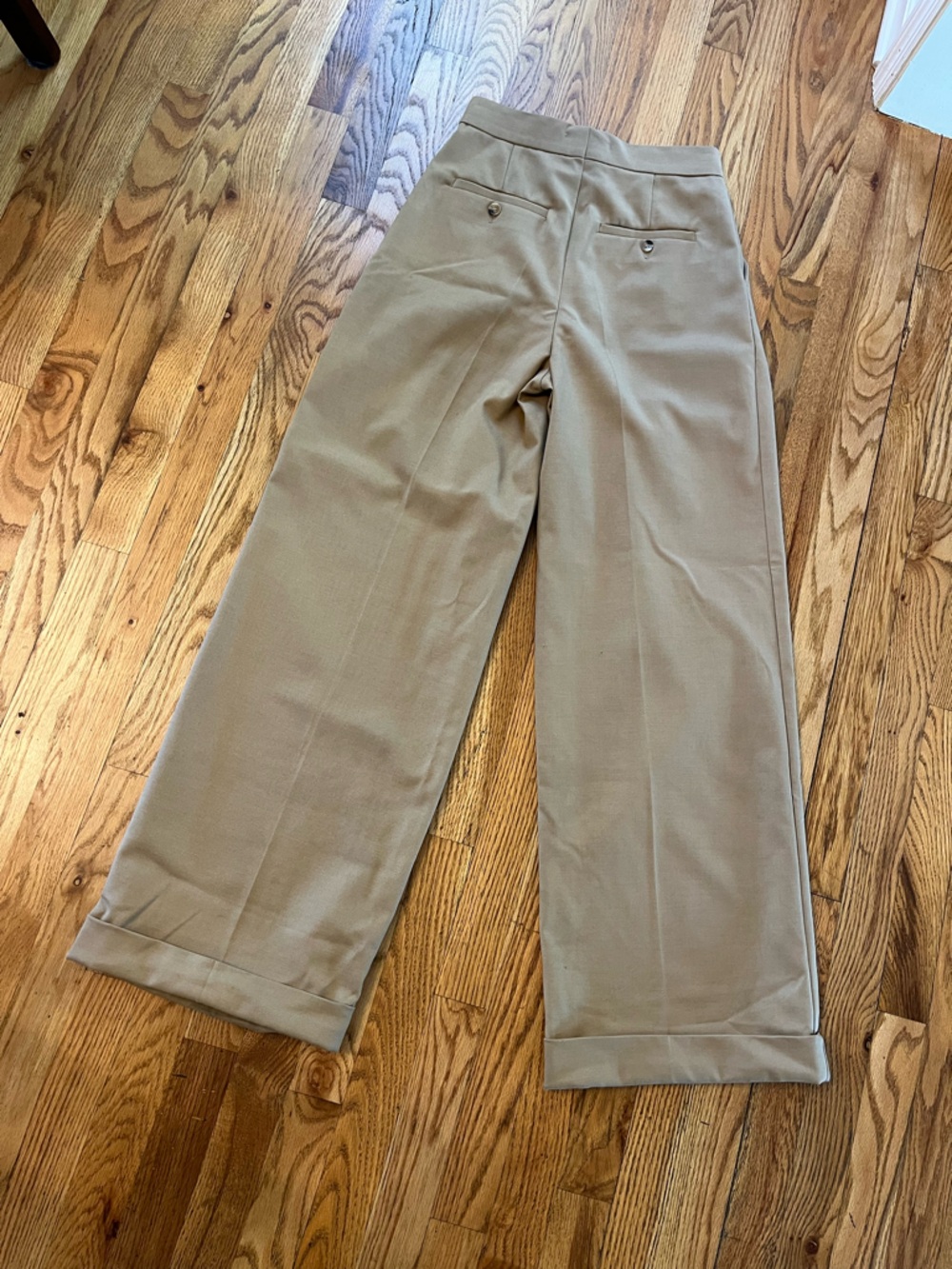 Sophie‎ Rue Pleated Wide Leg Trousers Tan Camel XS High Waisted Tucked Pant b5 - Picture 5 of 8